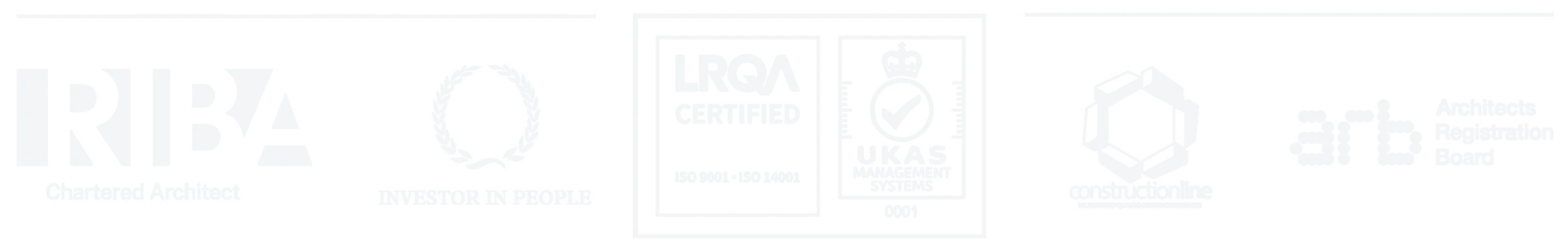 RIBA Chartered Architect, Investor in People, LRQA certified, Constructionline and Architects Registration Board
